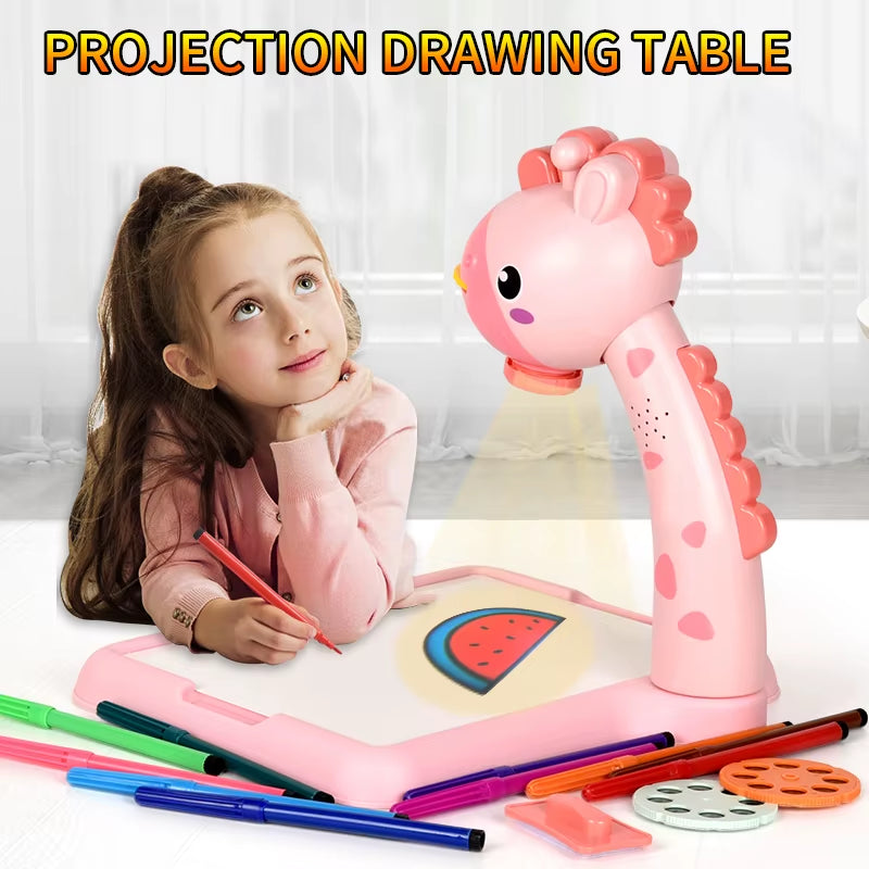 Children'S Projection Drawing Board Multi-Functional Drawing Table Projector Graffiti Puzzle Toy