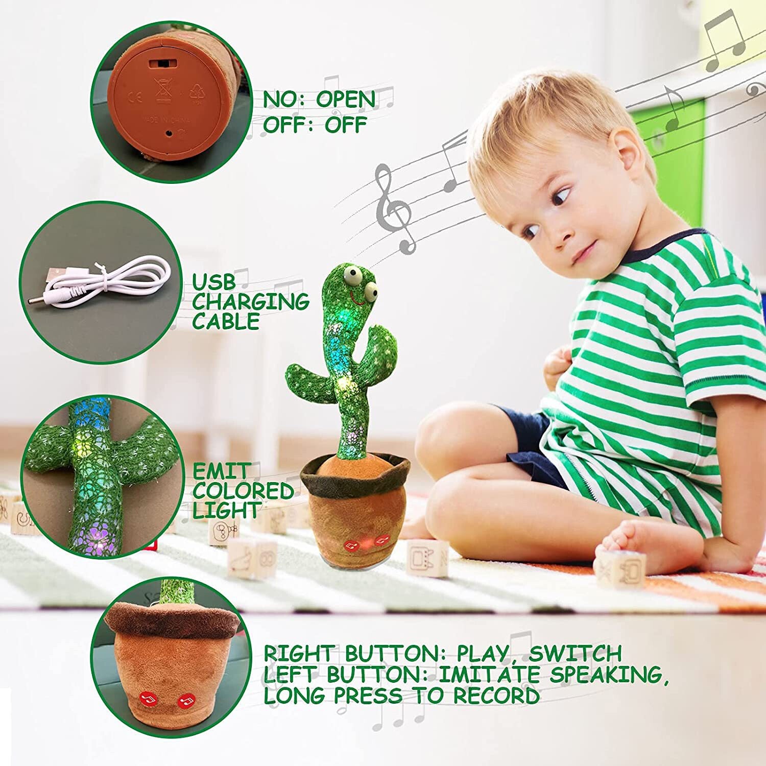 Dancing Cactus Toy | Talking Singing Recording Plush Doll Funny Gift for Kids