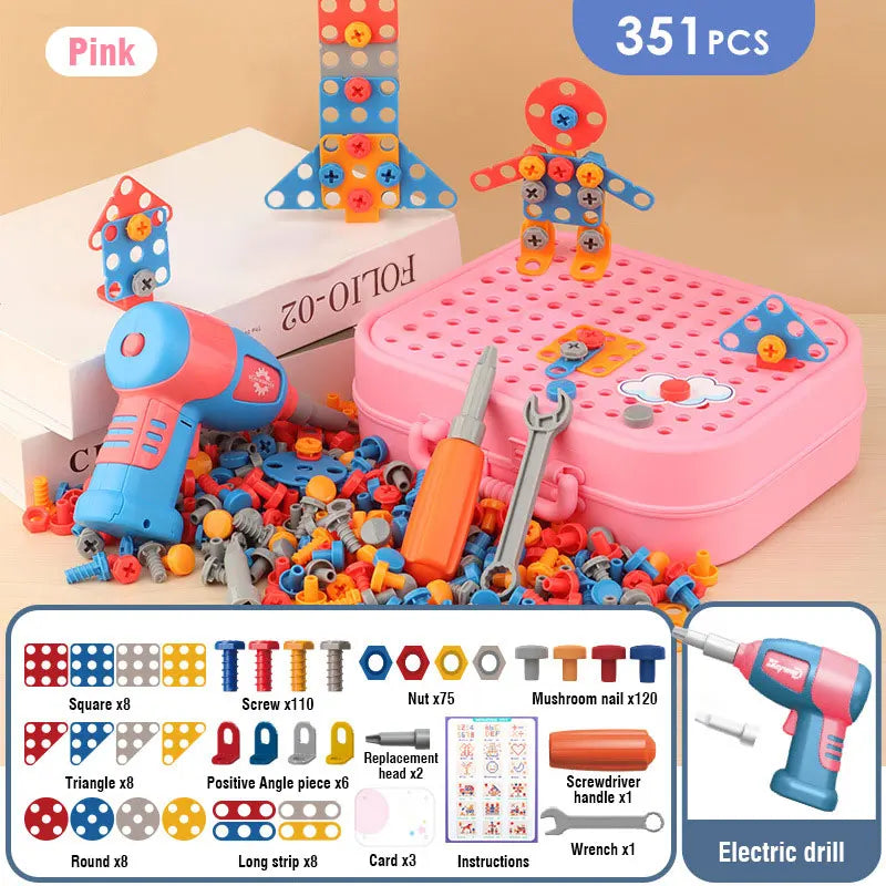 Children Toys Tool Set Electric Drill Screw Nut 3D Puzzle Toys Pretend Play Dinosaur Drilling Assembly Educational Toys for Boys